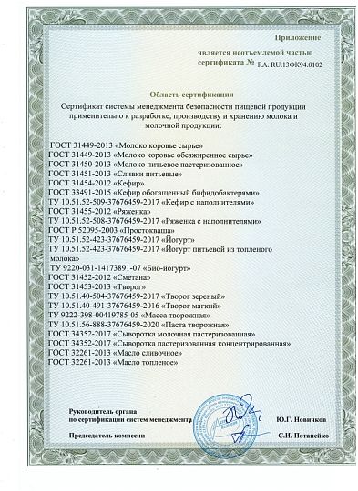 Сертификат соответствия (приложение)